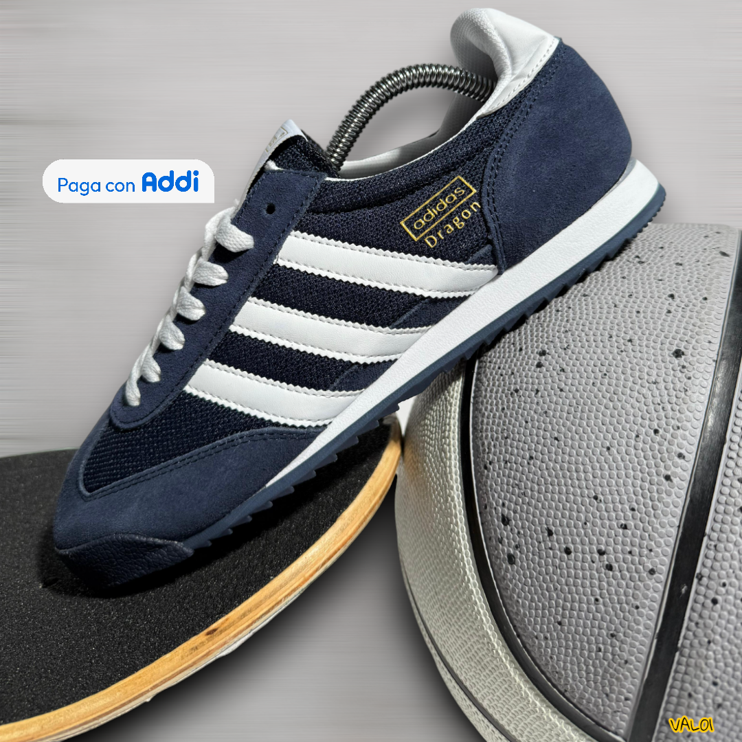 Tenis Adidas Dragon azul calidad importada 1.1 con acabados premium y diseño clásico.