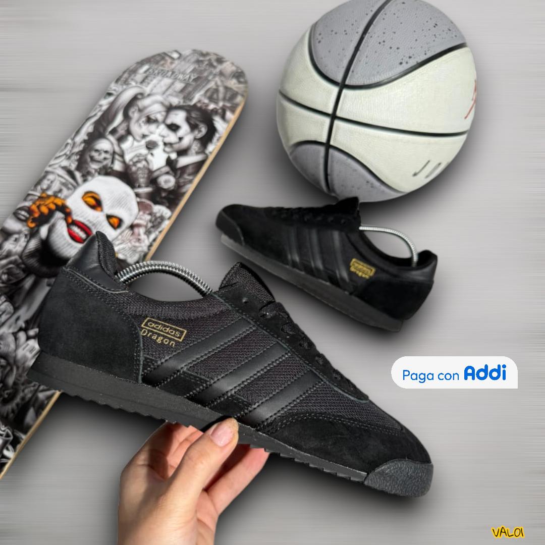Tenis Adidas Dragon negros calidad importada 1.1 con acabados premium y confort diario.