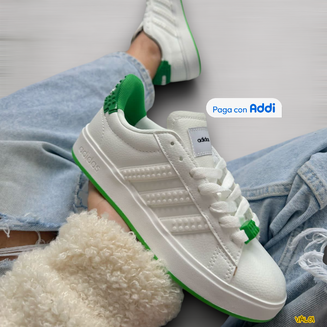 Adidas Lego tenis lifestyle para hombre blanco con verde