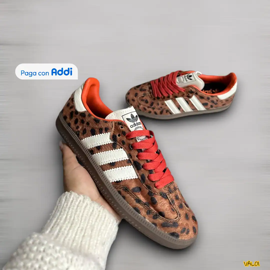 Tenis Adidas Samba animalprint calidad importada 1.1 con suela gum y acabados premium.