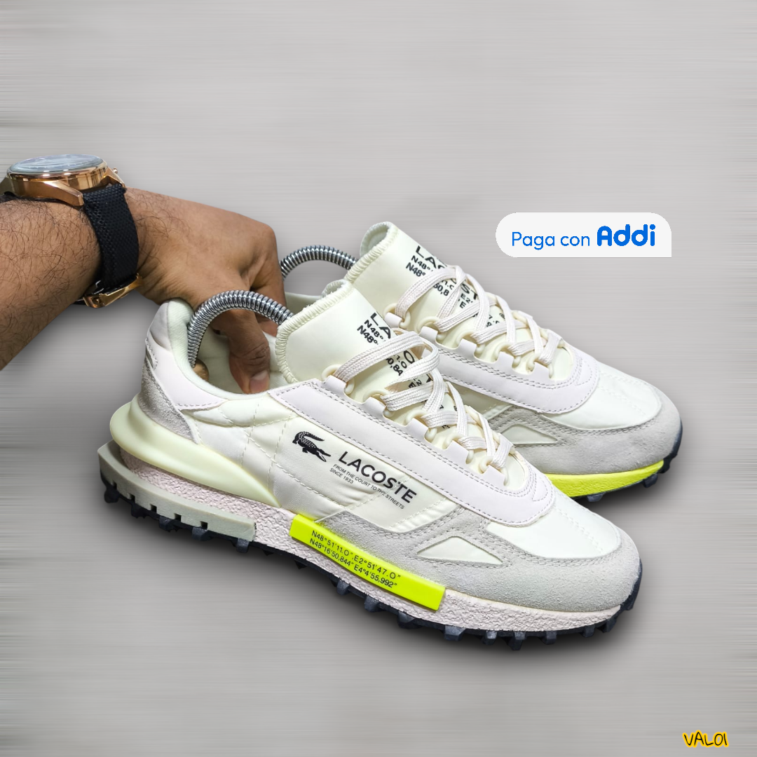 Lacoste Elite tenis urbanos hombre amarillo diseño deportivo elegante