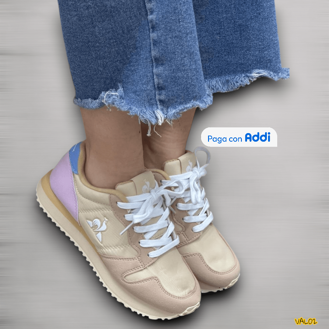 Tenis Le Coq Sportif beige rosada estilo casual elegante