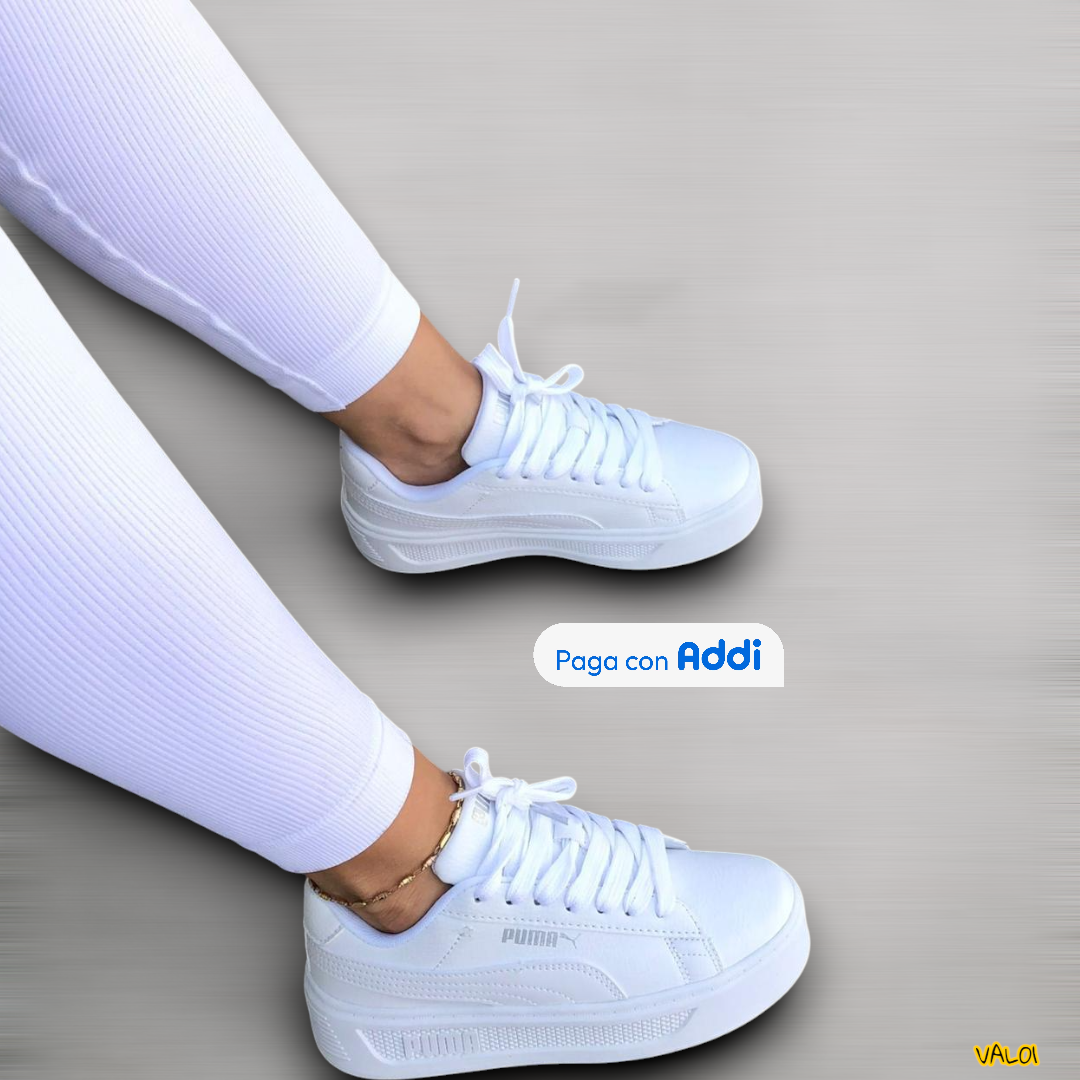 Tenis Puma Cali Plataforma blancos calidad importada 1.1 con acabados premium y diseño moderno.
