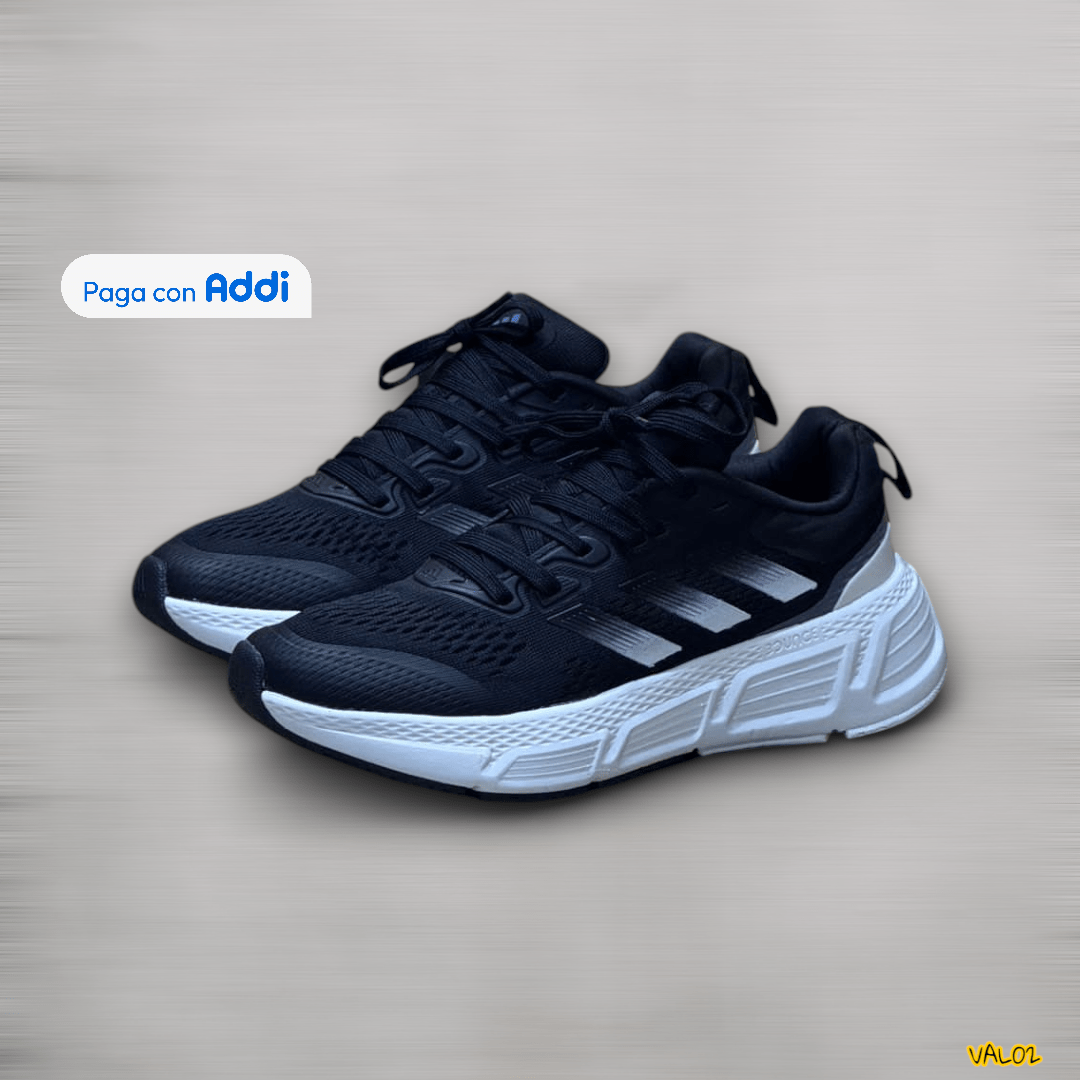 Tenis Adidas Questar negro diseño deportivo cómodo y versátil