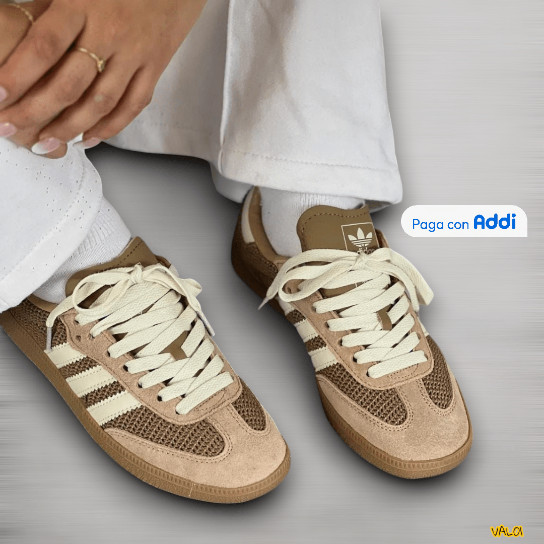 Tenis Adidas Samba café tela acabado casual urbano