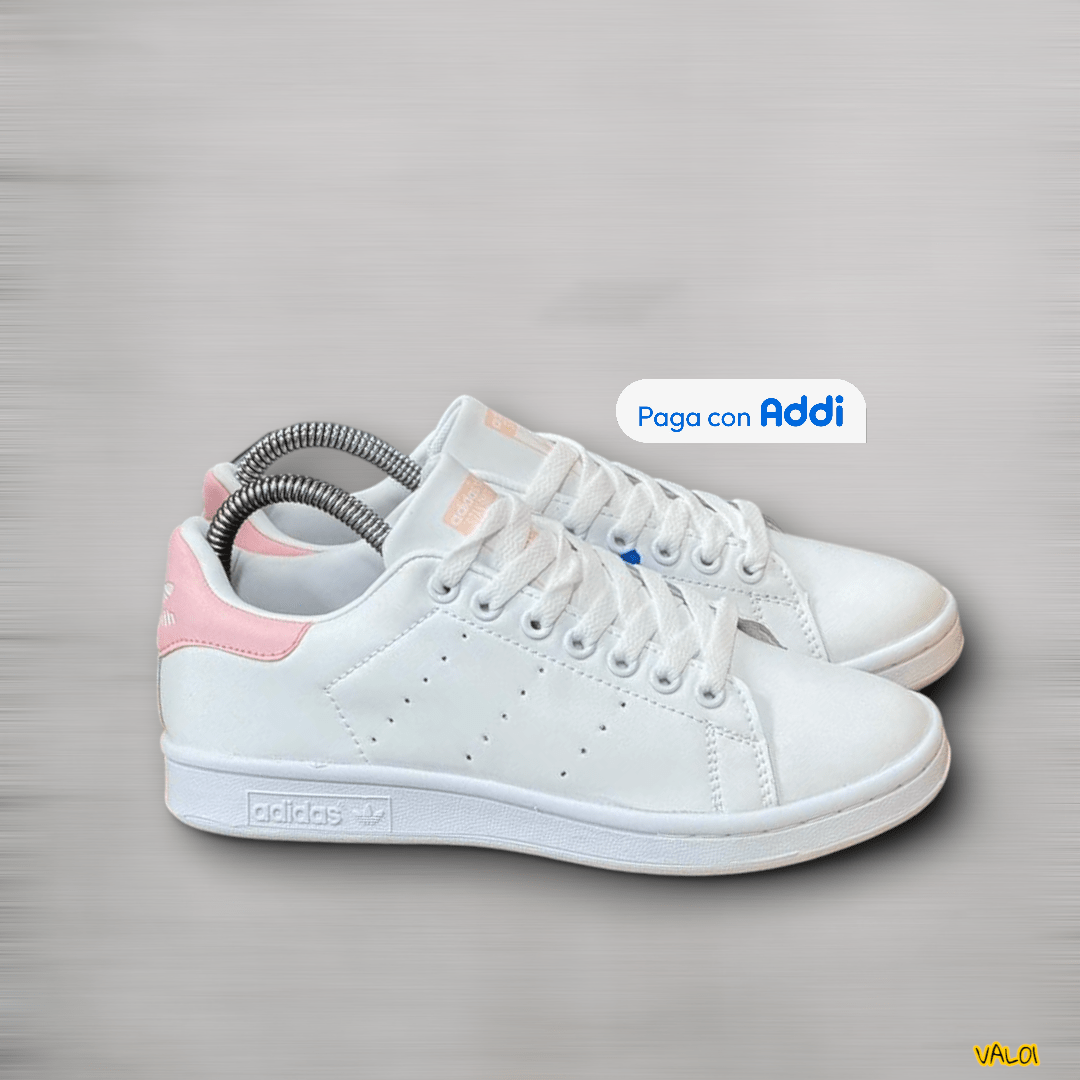 Tenis Adidas Stan Smith blanco rosa estilo clásico femenino