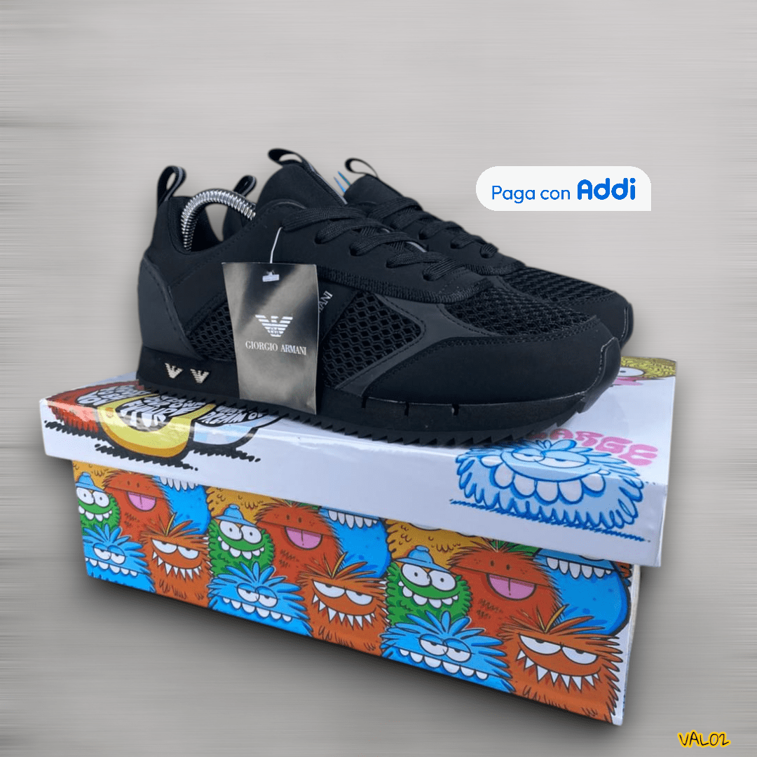Tenis Emporio Armani negro look premium versátil