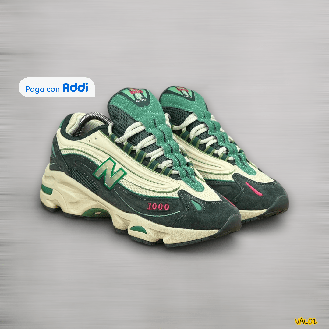 Tenis New Balance 1000 verde estilo deportivo retro urbano