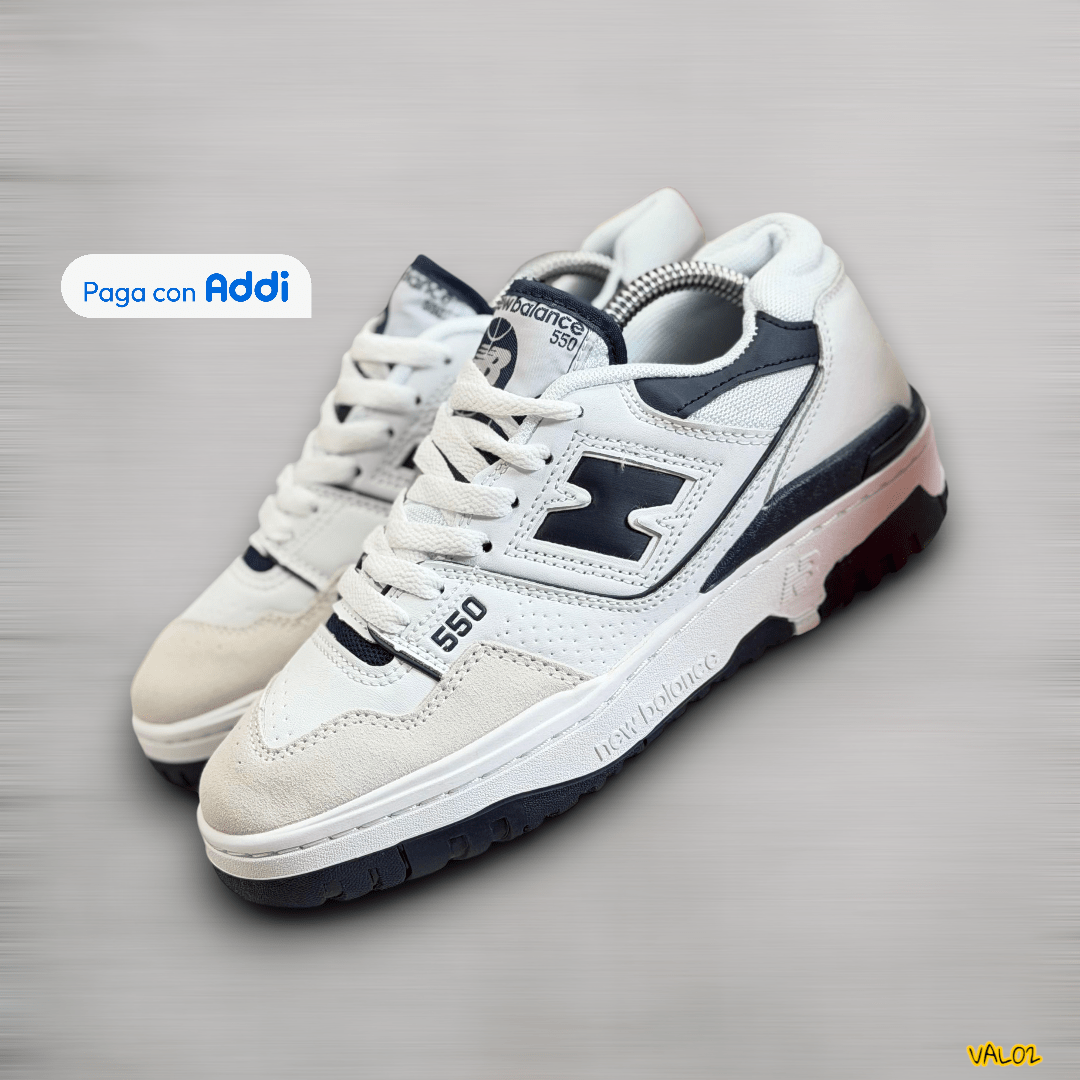 Tenis New Balance 550 blanco negro estilo retro urbano