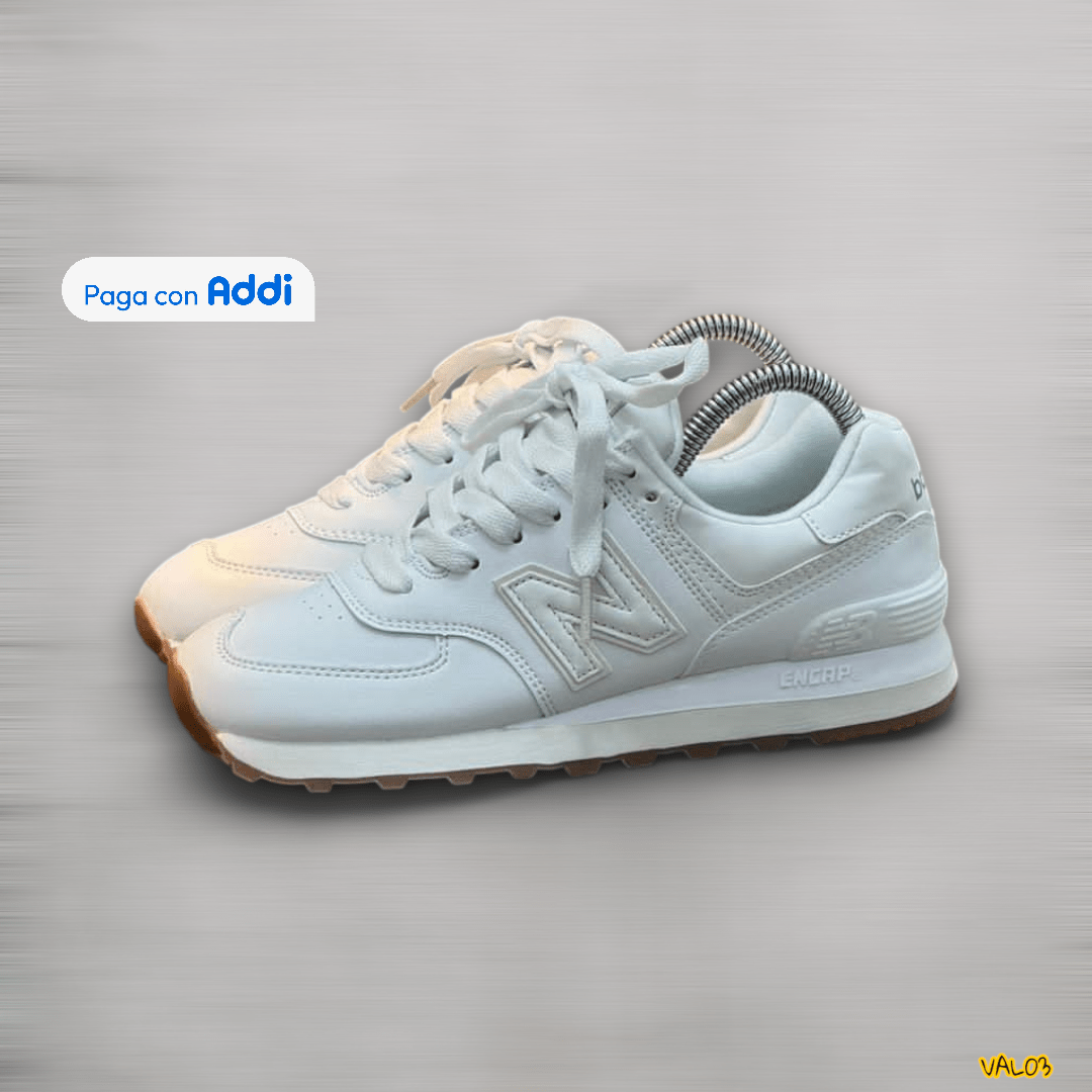 Tenis New Balance 574 blanco estilo retro urbano suela cómoda diseño clásico calidad 1.1
