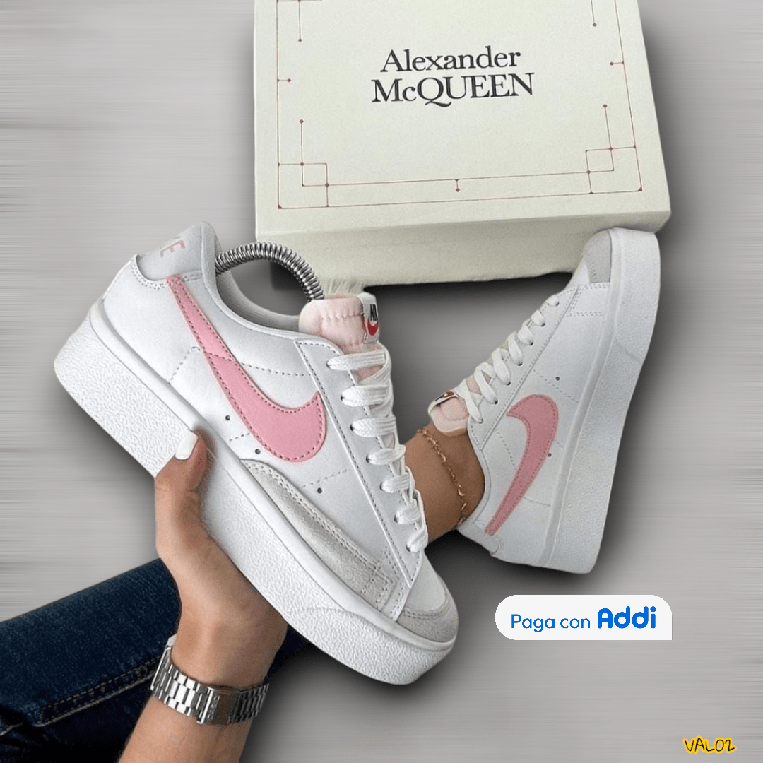 Tenis Nike Blazer plataforma blanco rosado estilo urbano moderno