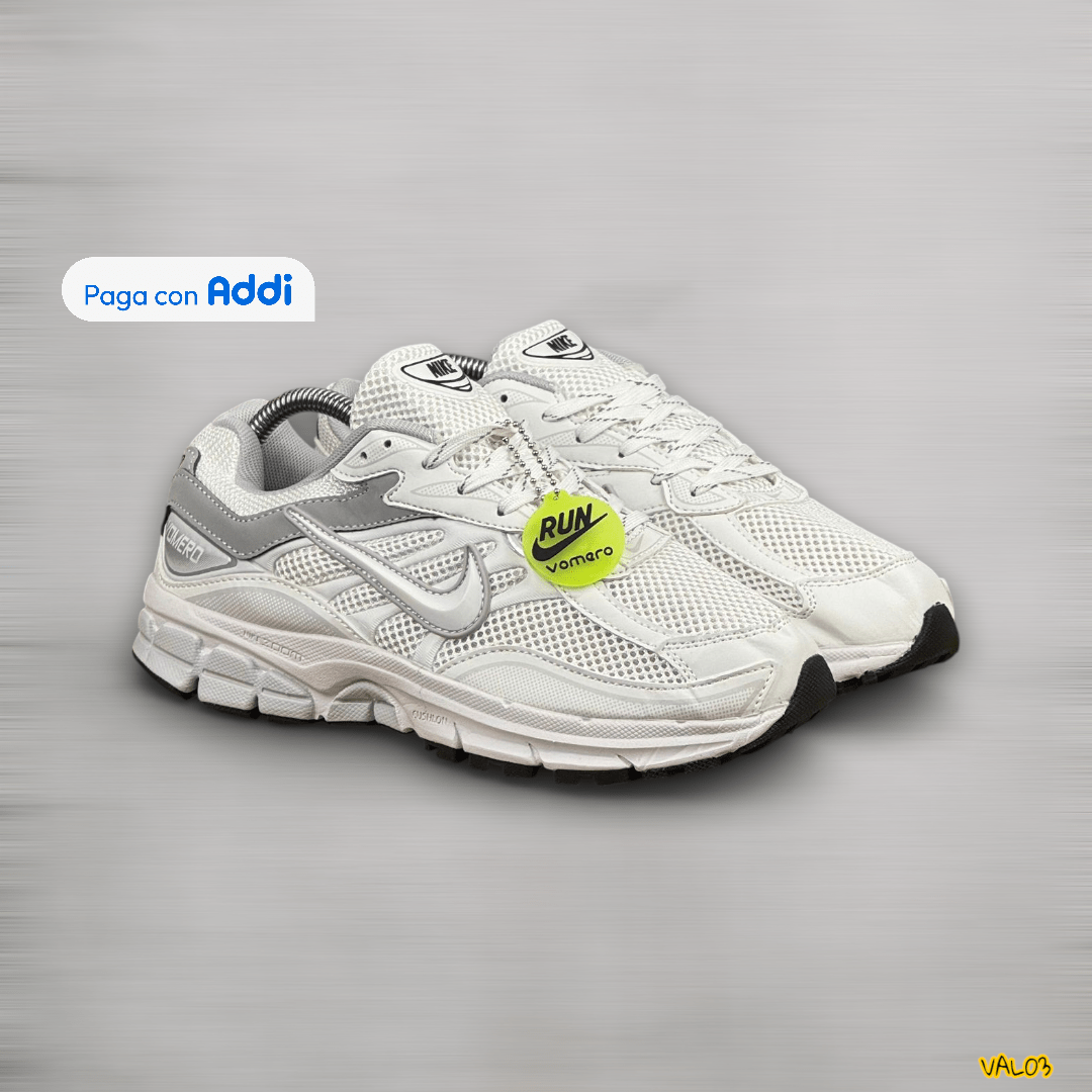 Tenis Nike Vomero blanco plateado running lifestyle unisex amortiguación ligera calidad 1.1