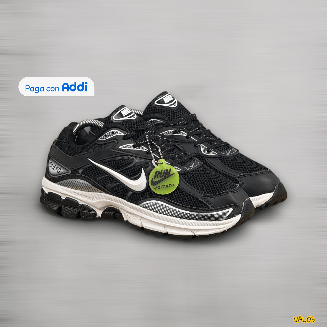 Tenis Nike Vomero negro plateado running urbano hombre mujer diseño deportivo calidad 1.1