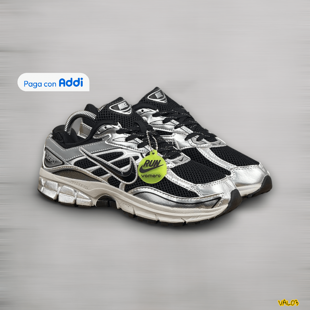 Tenis Nike Vomero negro plateado gris running urbano hombre mujer amortiguación cómoda calidad 1.1