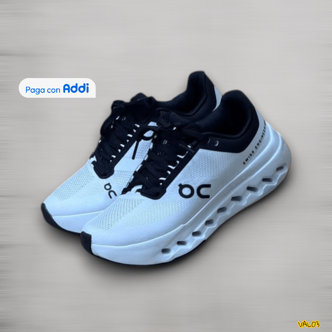 Tenis On Cloud negro blanco running urbano mujer diseño minimalista suela CloudTec calidad 1.1