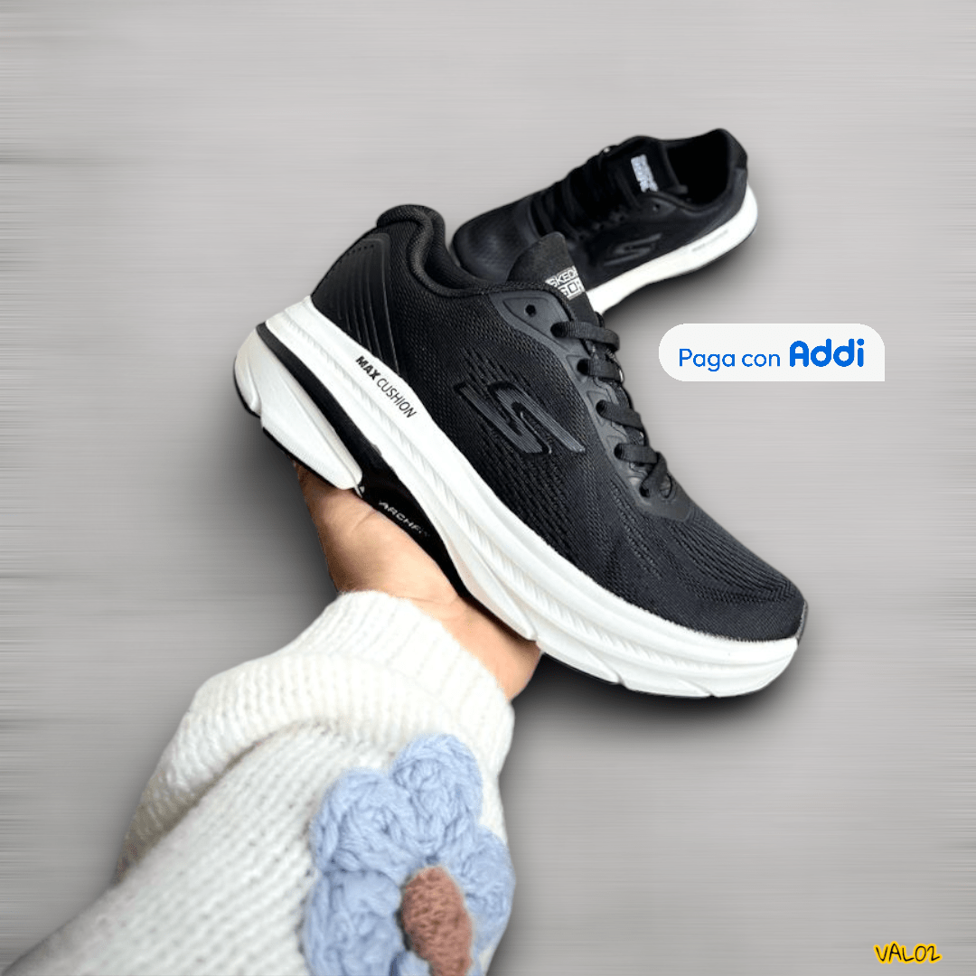 Tenis Skechers Max Cushion negro máxima comodidad deportiva