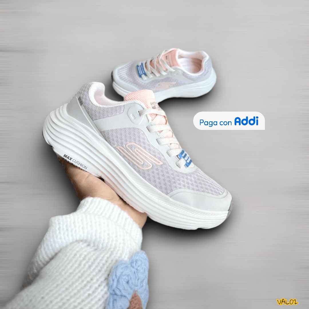Tenis Skechers Max Cushion rosado estilo deportivo actual