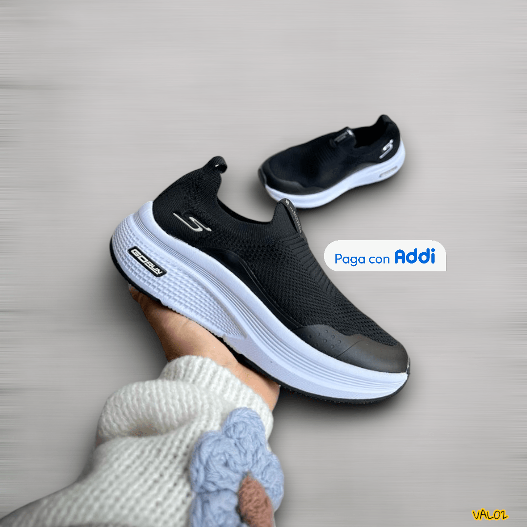 Tenis Skechers Tubular negro plateado combinación clásica deportiva