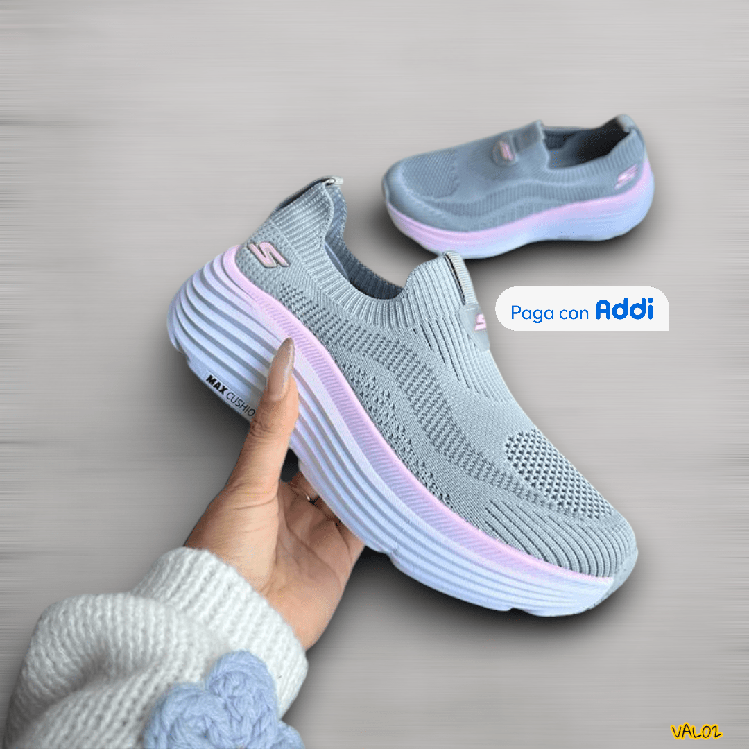 Tenis Skechers Tubular gris rosado diseño urbano ligero