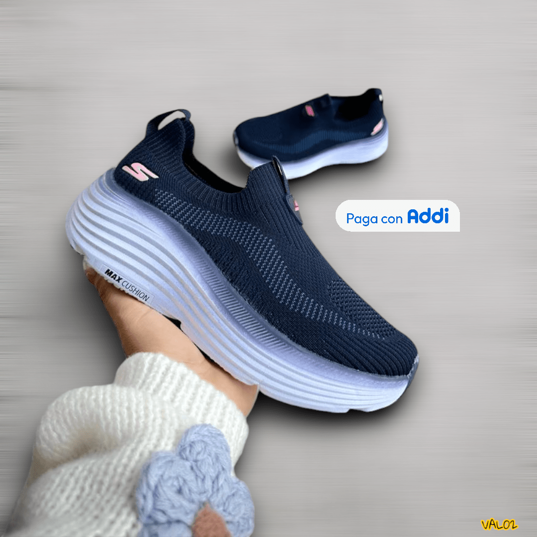 Tenis Skechers Tubular azul rosa diseño ligero y elegante