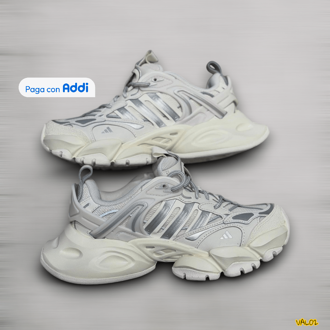 Tenis Adidas Vento XLG gris diseño deportivo volumétrico