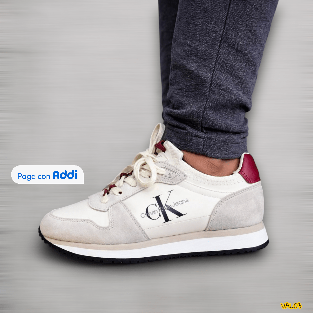 Tenis Calvin Klein Runner Stock blanco rojo estilo urbano minimalista suela cómoda diseño lifestyle calidad 1.1