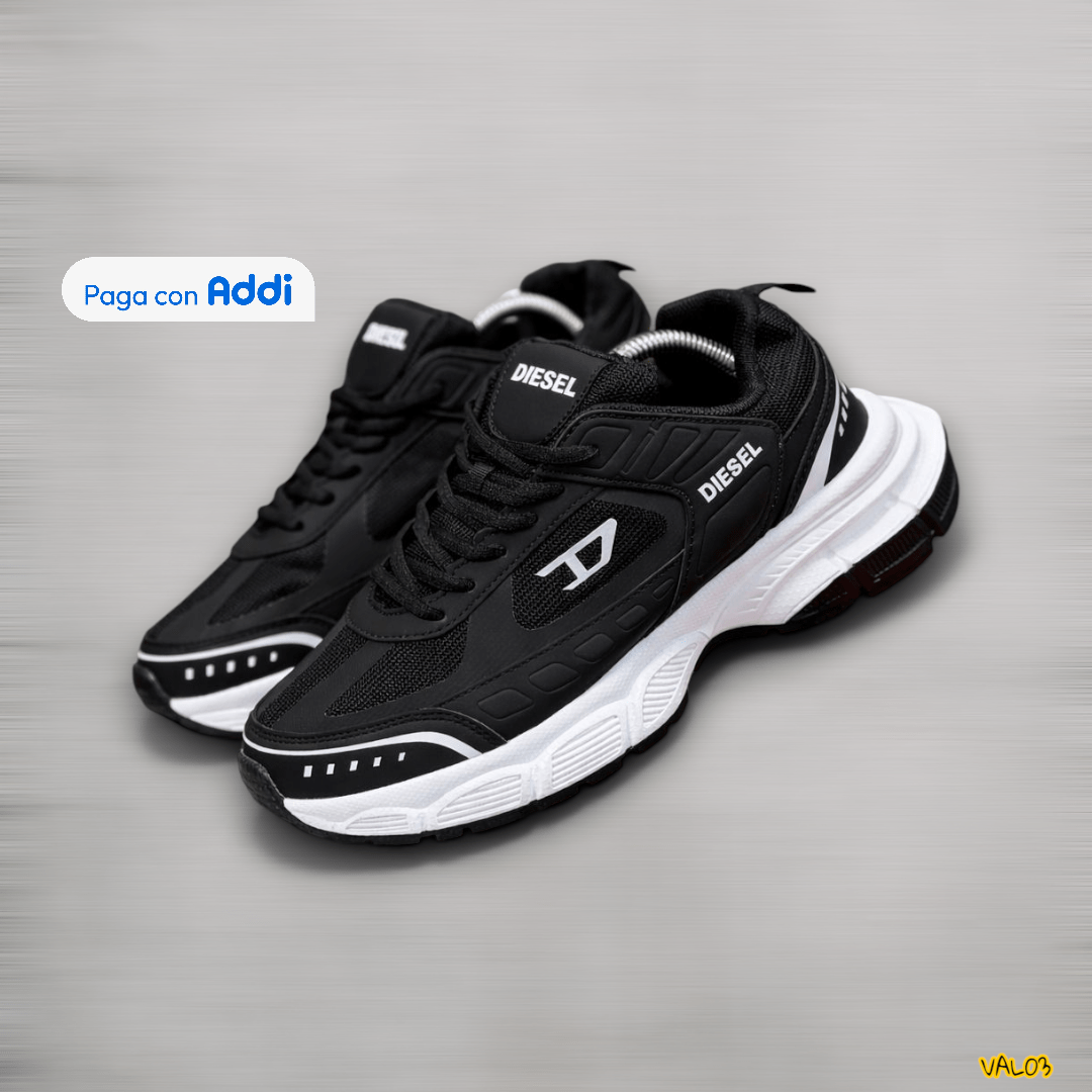 Tenis Diesel Skate Prototype negro blanco look urbano skate diseño moderno suela resistente calidad 1.1