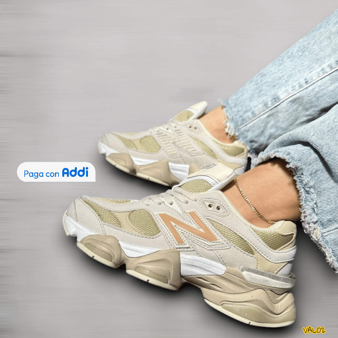 Tenis New Balance 9060 beige naranjado estilo retro moderno