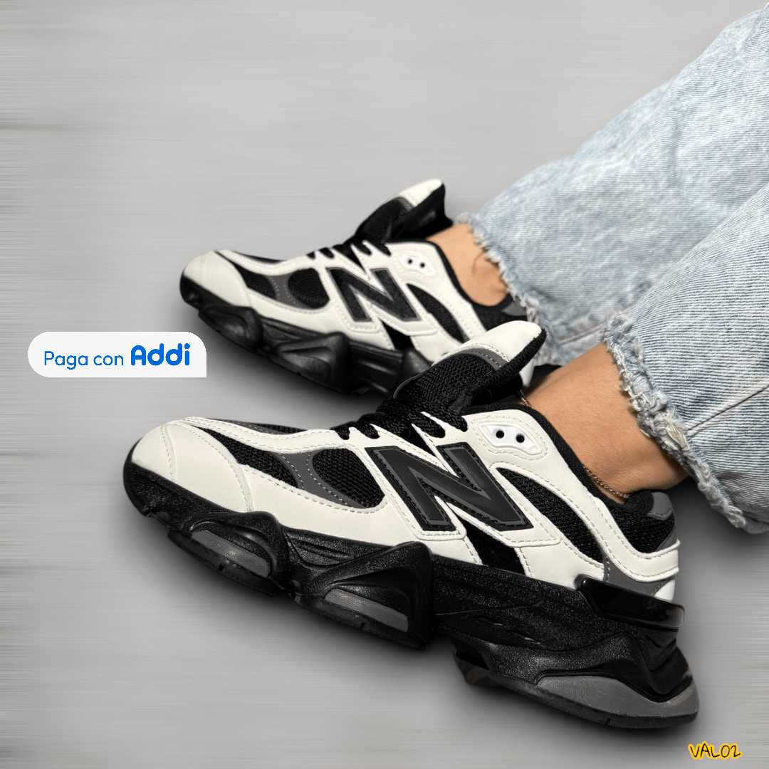 Tenis New Balance 9060 negro blanco estilo urbano moderno