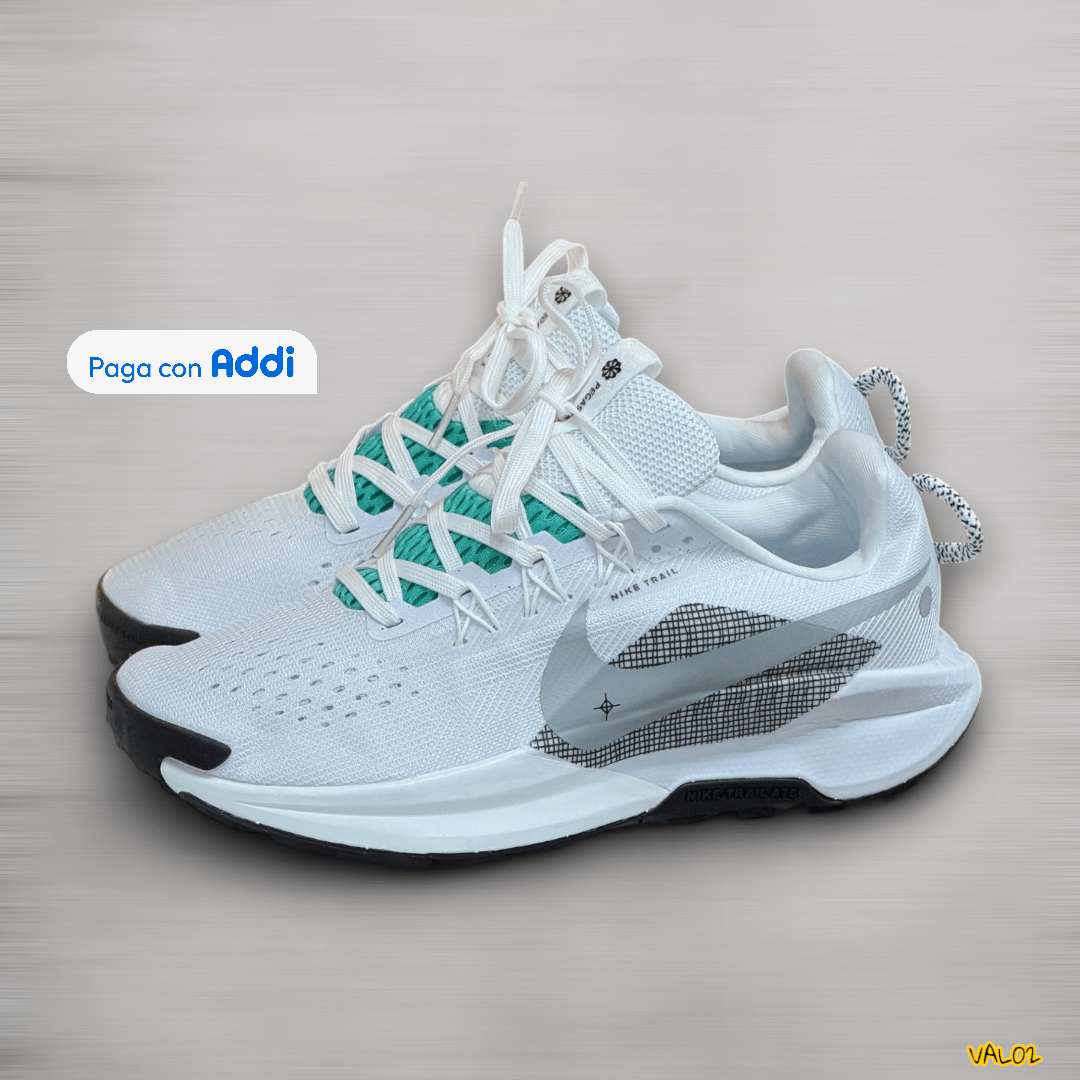Tenis Nike Zoom Pegasus Trail blanco verde diseño trail dinámico