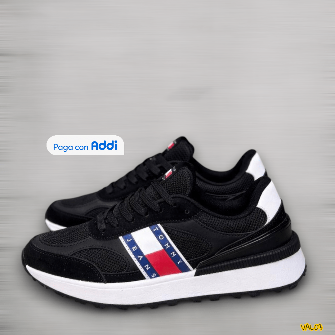 Tenis Tommy Hilfiger negro estilo casual elegante urbano suela cómoda calidad 1.1