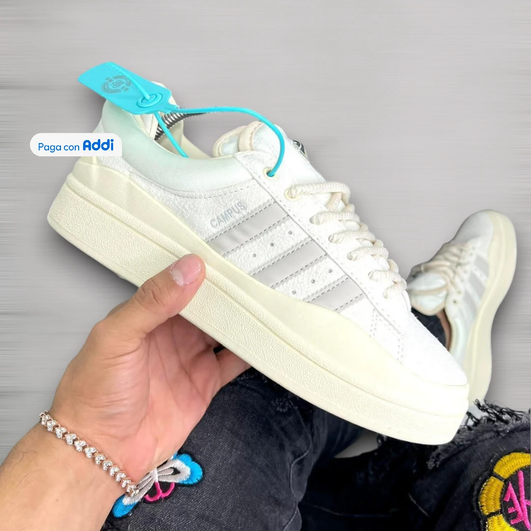 Tenis casuales Adidas Bad Bunny beige unisex para caminar con diseño urbano moderno