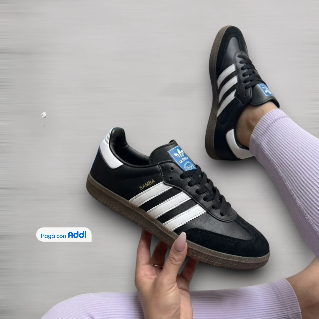 Tenis Adidas Samba negro blanco estilo urbano retro para uso diario con suela cómoda