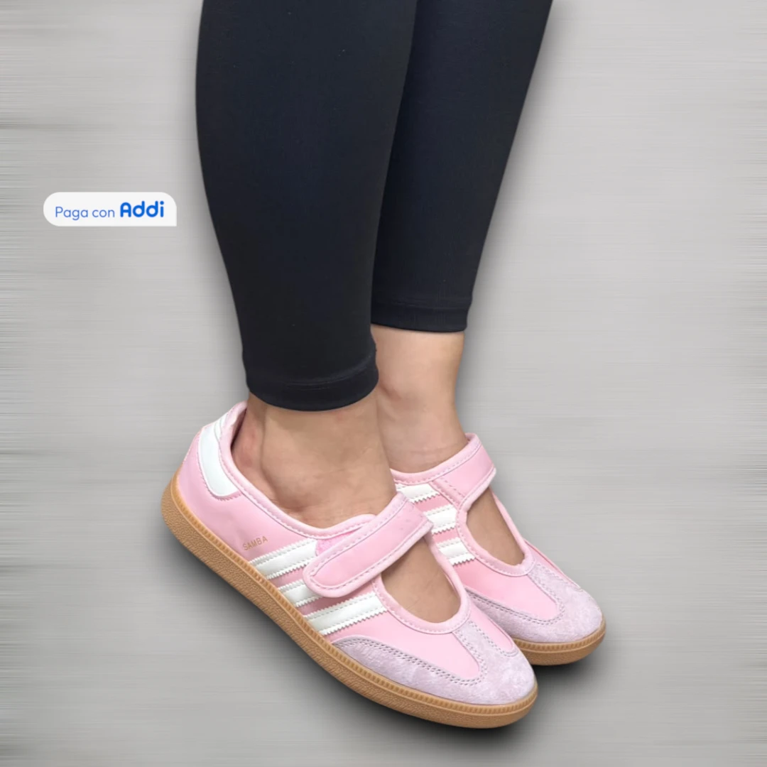Tenis Adidas Samba Jane mujer rosado estilo casual femenino para caminar, con silueta retro, suela flexible y comodidad