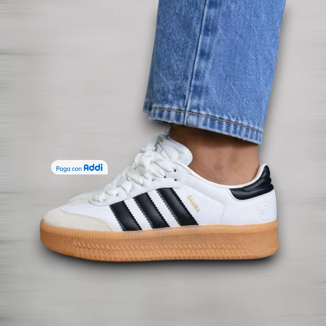 Tenis Adidas Samba Plataforma blanco negro estilo casual urbano para mujer con suela elevada y diseño retro