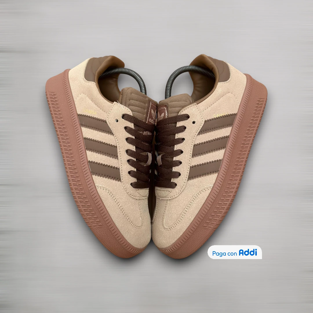 Tenis Adidas Samba Plataforma café estilo casual urbano para mujer con diseño vintage y suela elevada