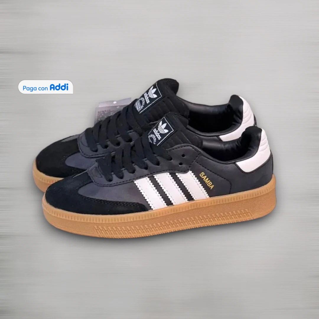 Tenis Adidas Samba Plataforma mujer negro blanco estilo casual elevado, con diseño retro, suela gruesa y comodidad urbana
