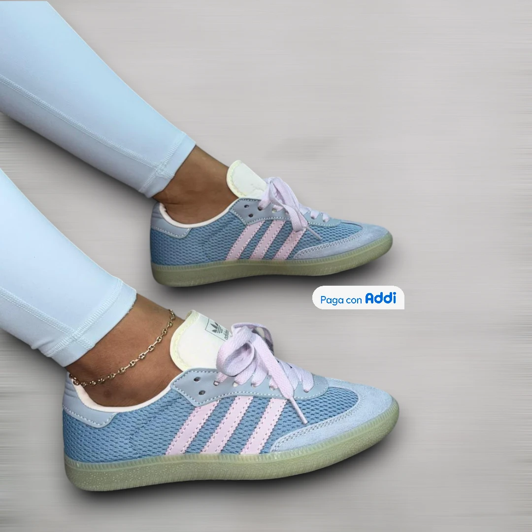 Tenis Adidas Samba mujer azul morado estilo retro urbano para caminar con comodidad premium