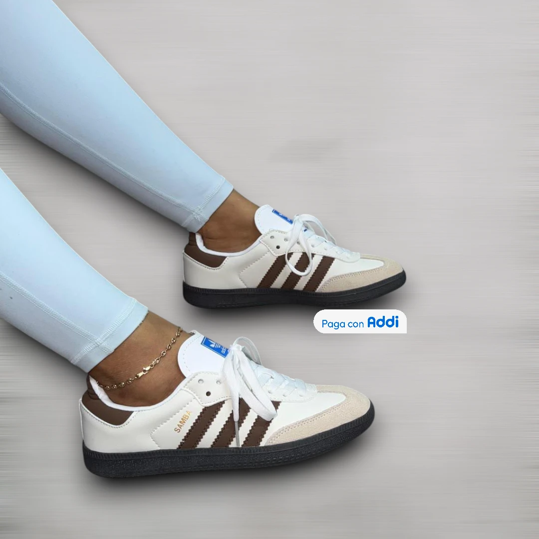 Tenis Adidas Samba mujer blanco café estilo casual retro con comodidad premium