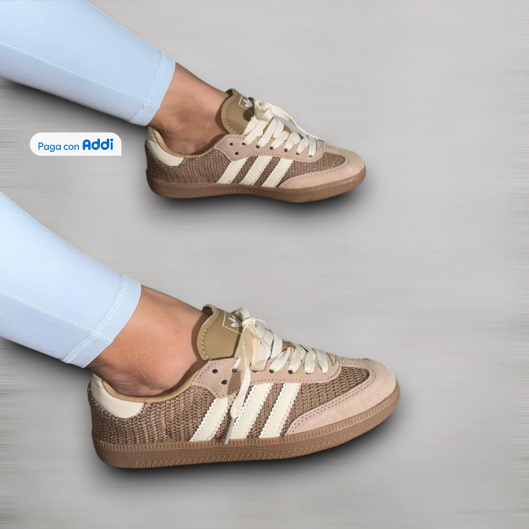 Tenis Adidas Samba mujer hilo café blanco estilo urbano con diseño exclusivo y comodidad