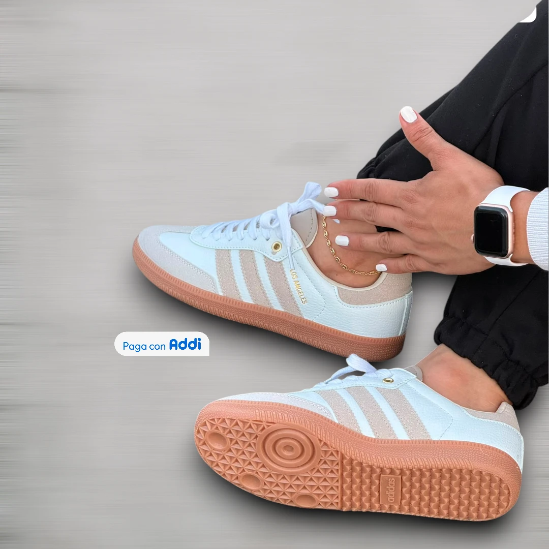 Tenis Adidas Samba mujer blanco beige estilo casual moderno para caminar con comodidad