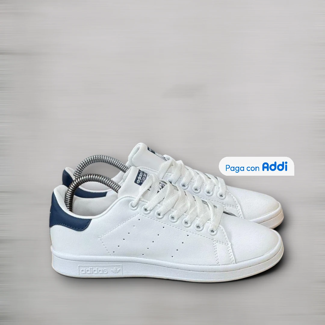 Adidas Stan Smith hombre blanco azul tenis clásico importados Colombia calidad 1.1