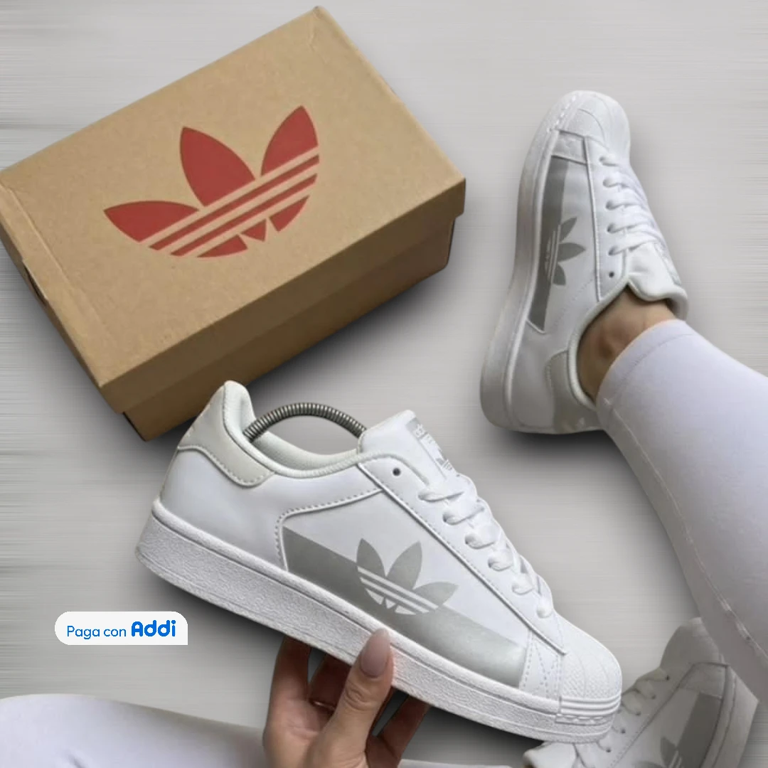 Adidas Superstar tenis blanco plateado calidad 1.1 estilo moderno urbano acabado premium