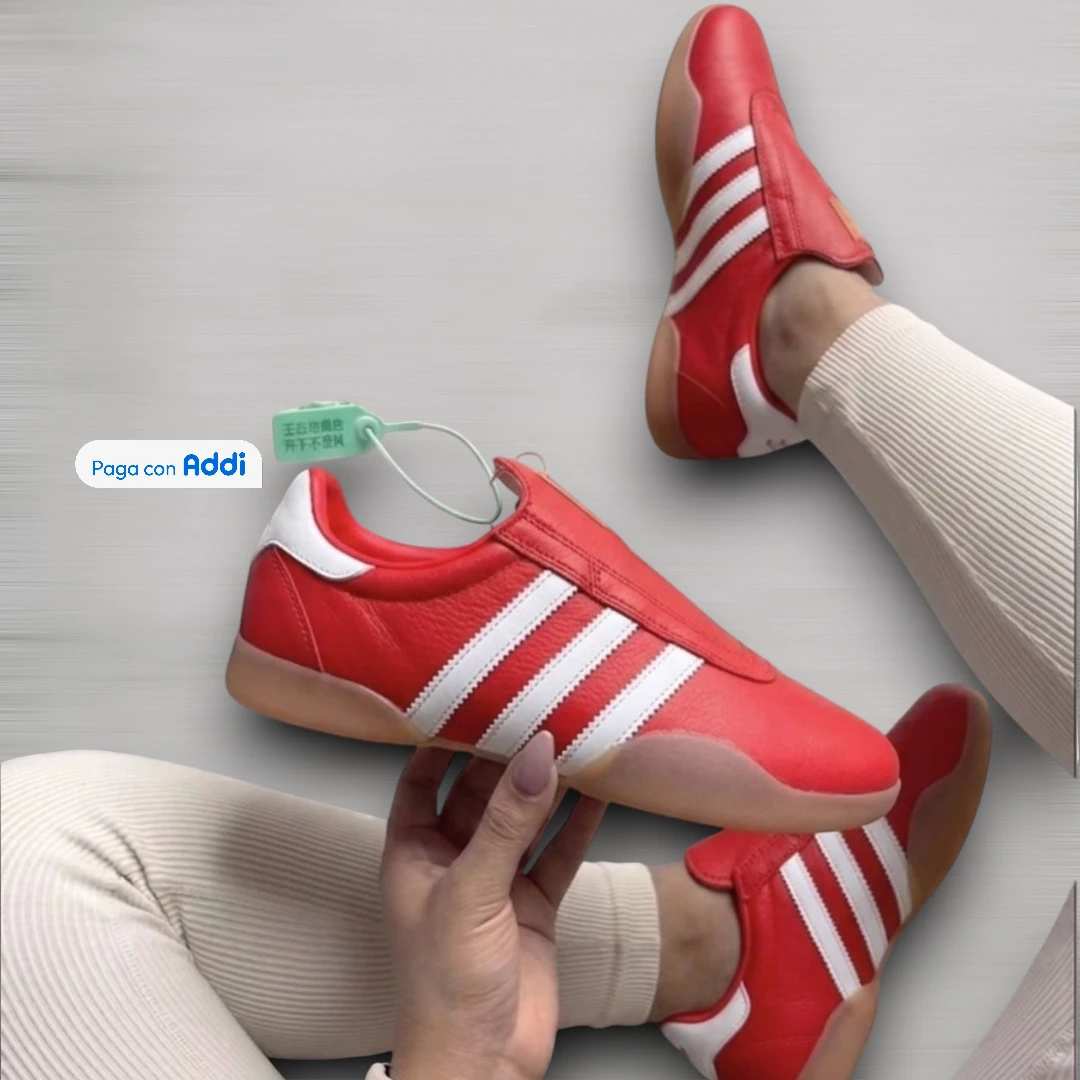 Tenis casuales Adidas Tokyo naranja con blanco para mujer con diseño retro deportivo
