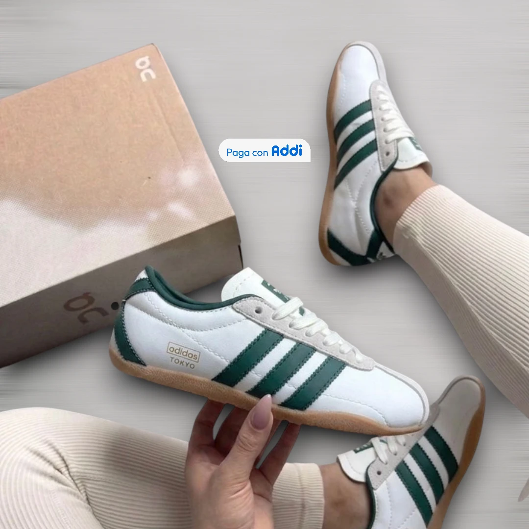 Tenis casuales Adidas Tokyo blanco con verde para uso diario y estilo urbano moderno