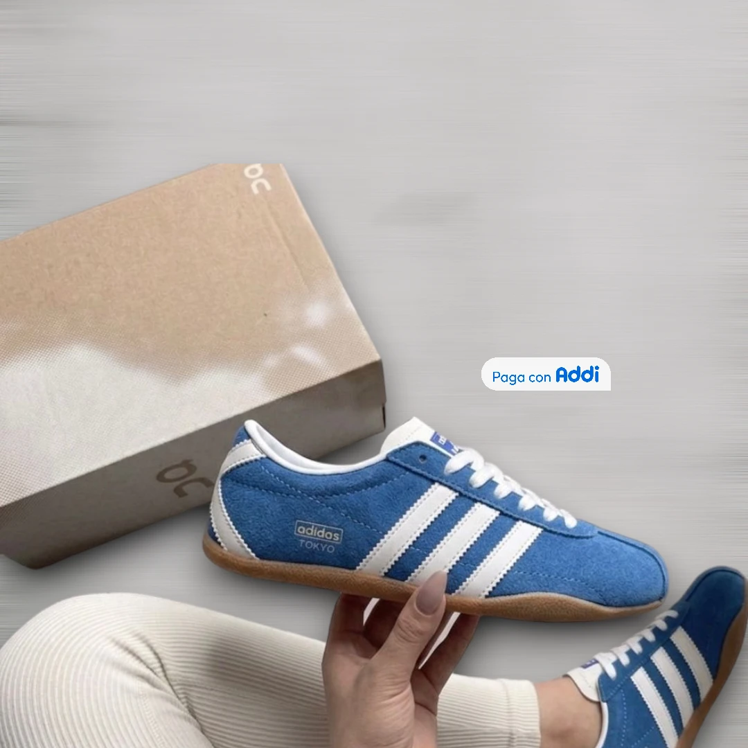 Tenis casuales Adidas Tokyo azul con blanco para caminar con comodidad y estilo casual