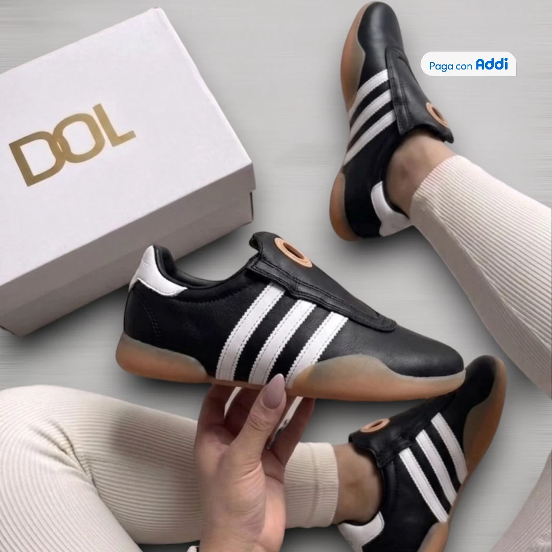 Tenis casuales Adidas Tokyo negro con blanco para caminar con estilo urbano femenino