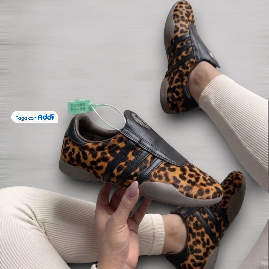 Tenis casuales Adidas Tokyo animal print leopardo para mujer con diseño streetwear moderno