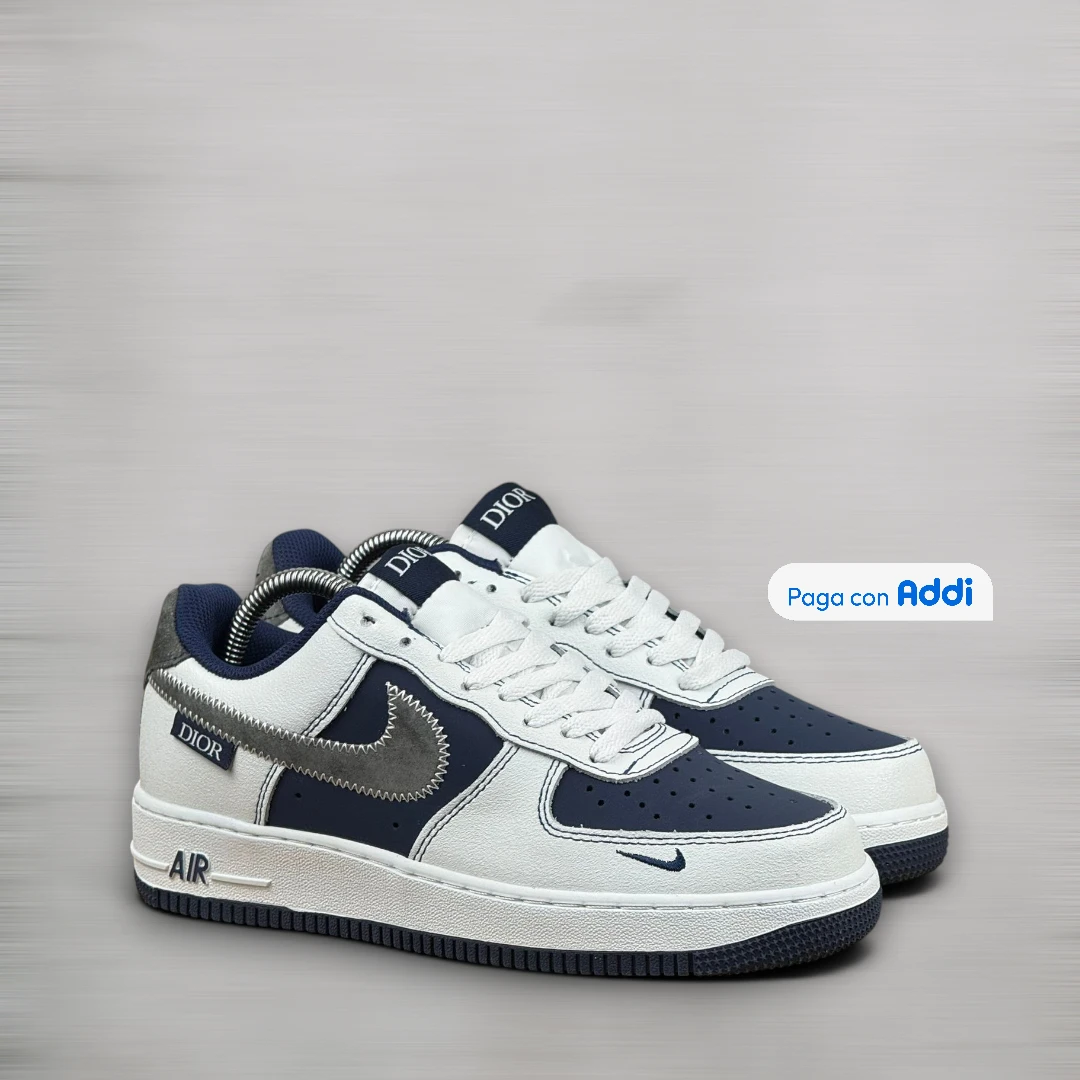Air Force 1 Dior hombre blanco azul – tenis lujo streetwear importados Colombia calidad 1.1