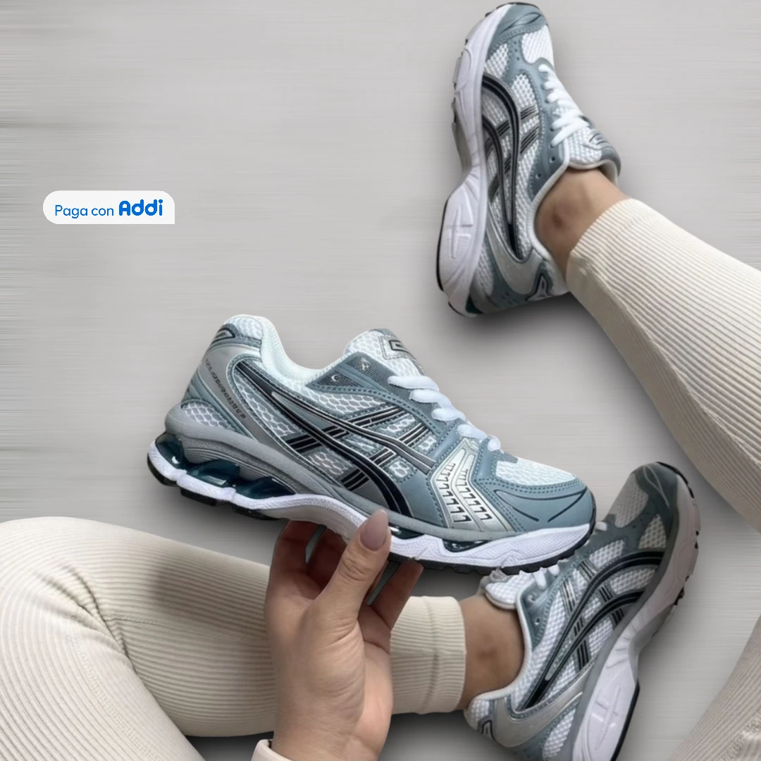 Tenis running Asics Kayano blanco plateadp negro para hombre con suela cómoda y estilo casual deportivo